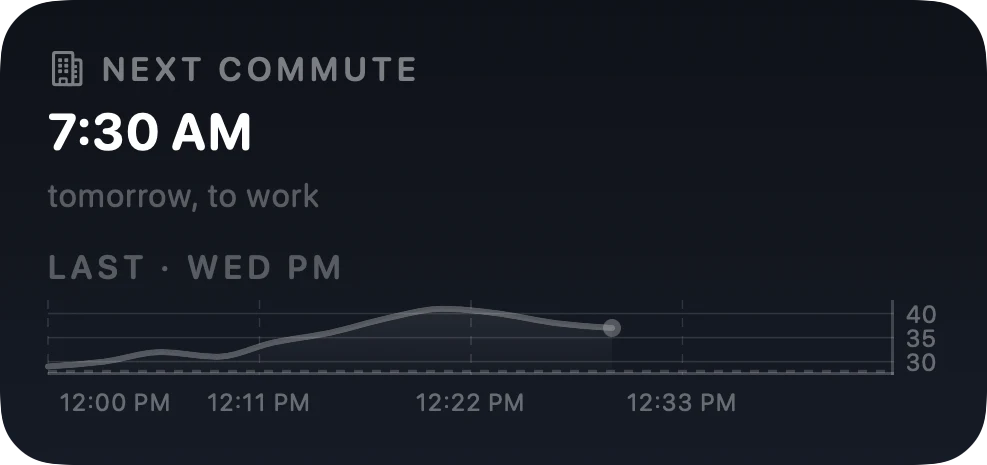 Arrival's medium widget between windows in dark mode