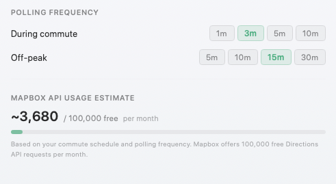Mapbox API usage estimate in preferences
